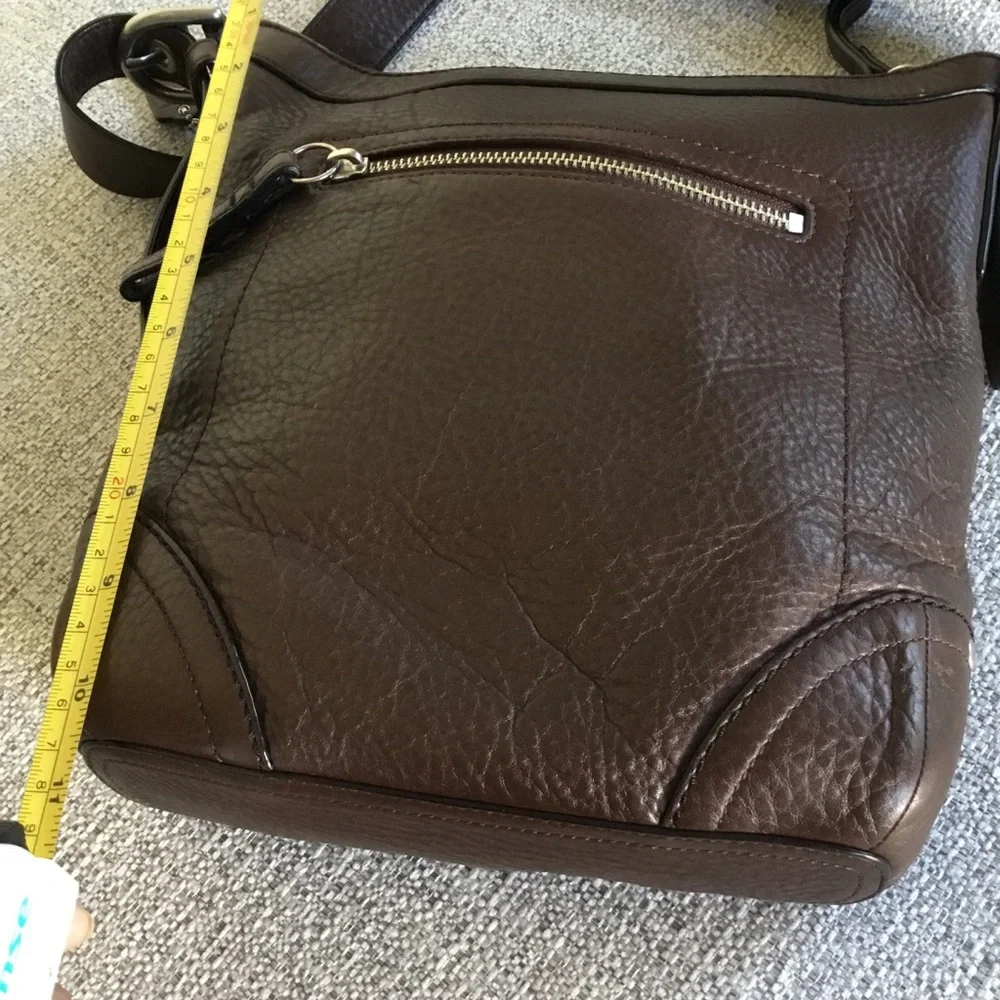 Coach Dark Brown Pebbled Leather Messenger Bag